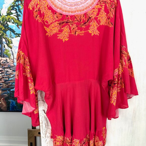 Gorgeous Hot Pink Fuschia Free People Top Butterfly Sleeves Size L - Picture 6 of 8